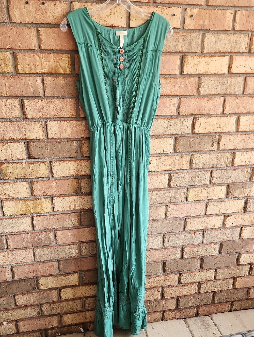 Matilda Jane Size Small Sleeveless Teal Maxi Dress with Button Front